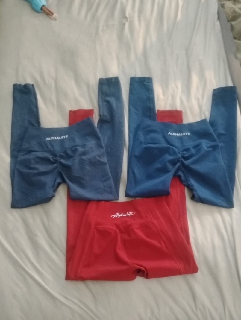Alphalete Blue and Red Women's Athletic Leggings Trio